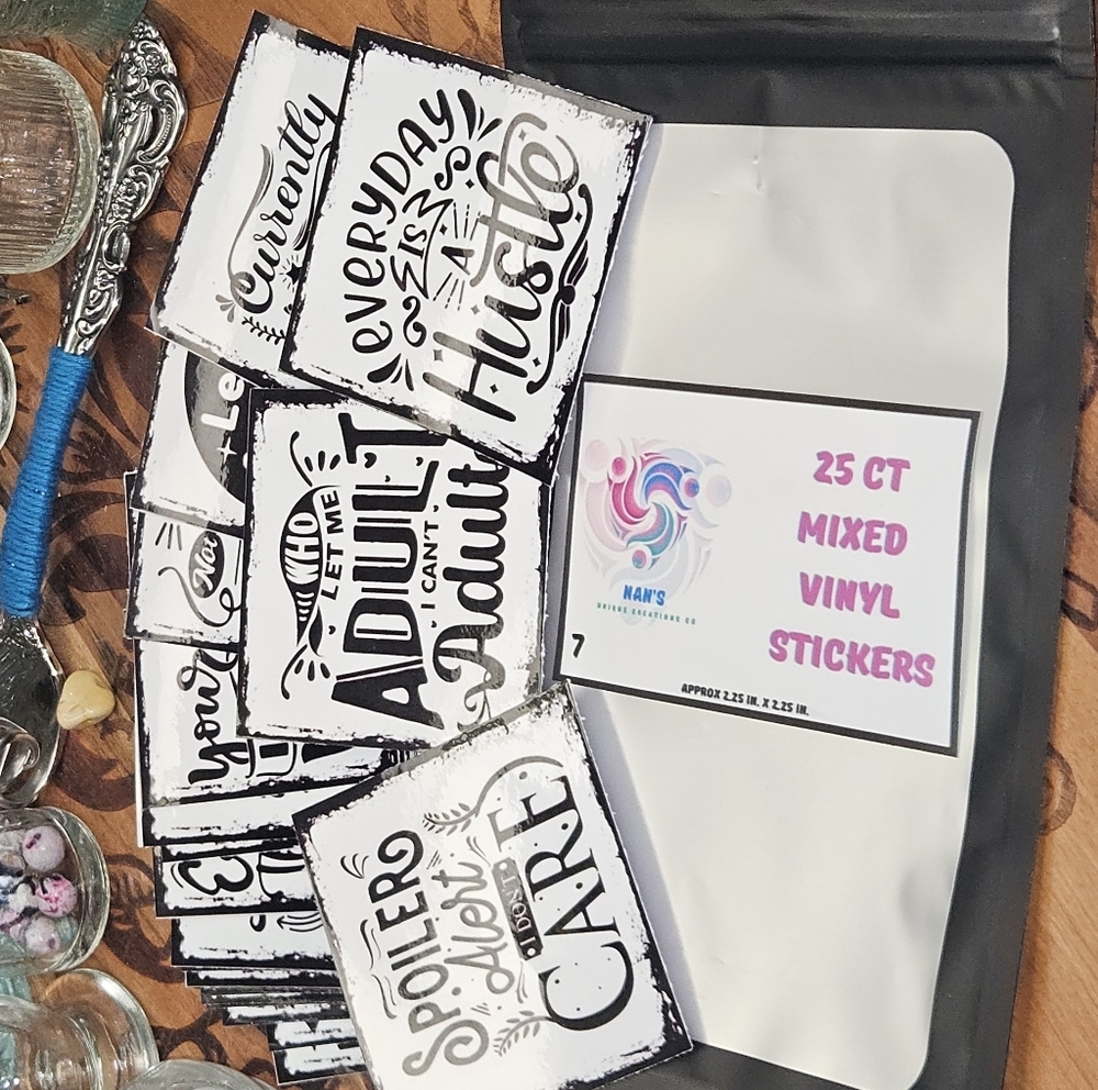 Sassy Adult 25 Count Mixed Vinyl Stickers Handmade